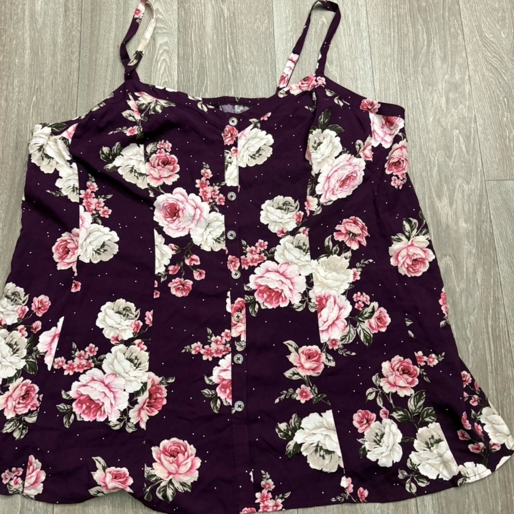 Torrid Purple Fitted Buttoned Tank Top
